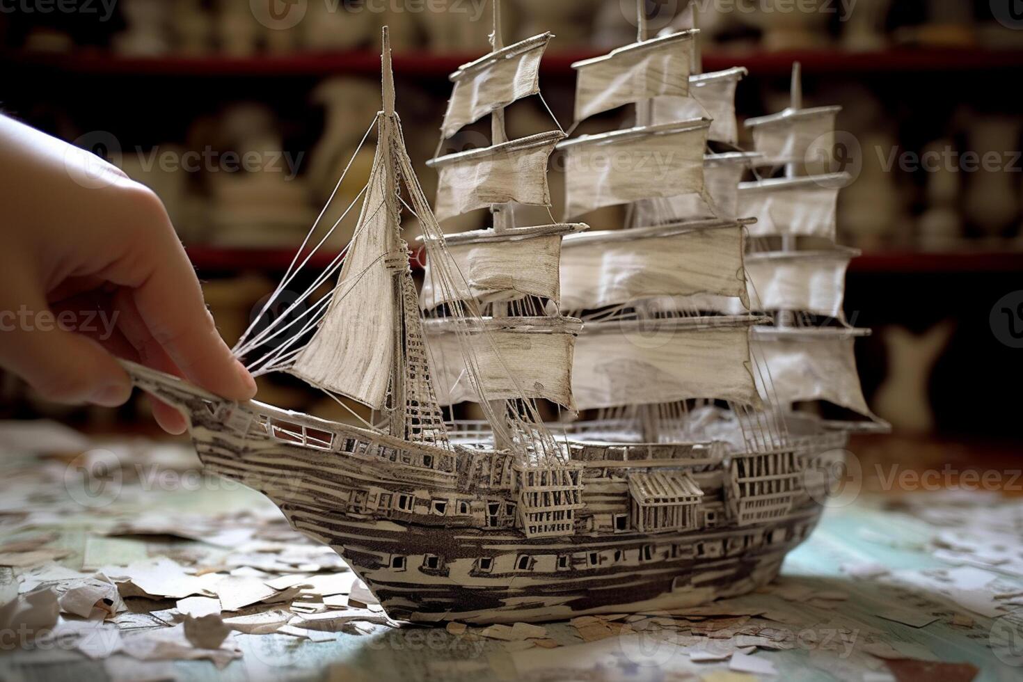 Paper boat in human hands, perfect for travel backgrounds, photo