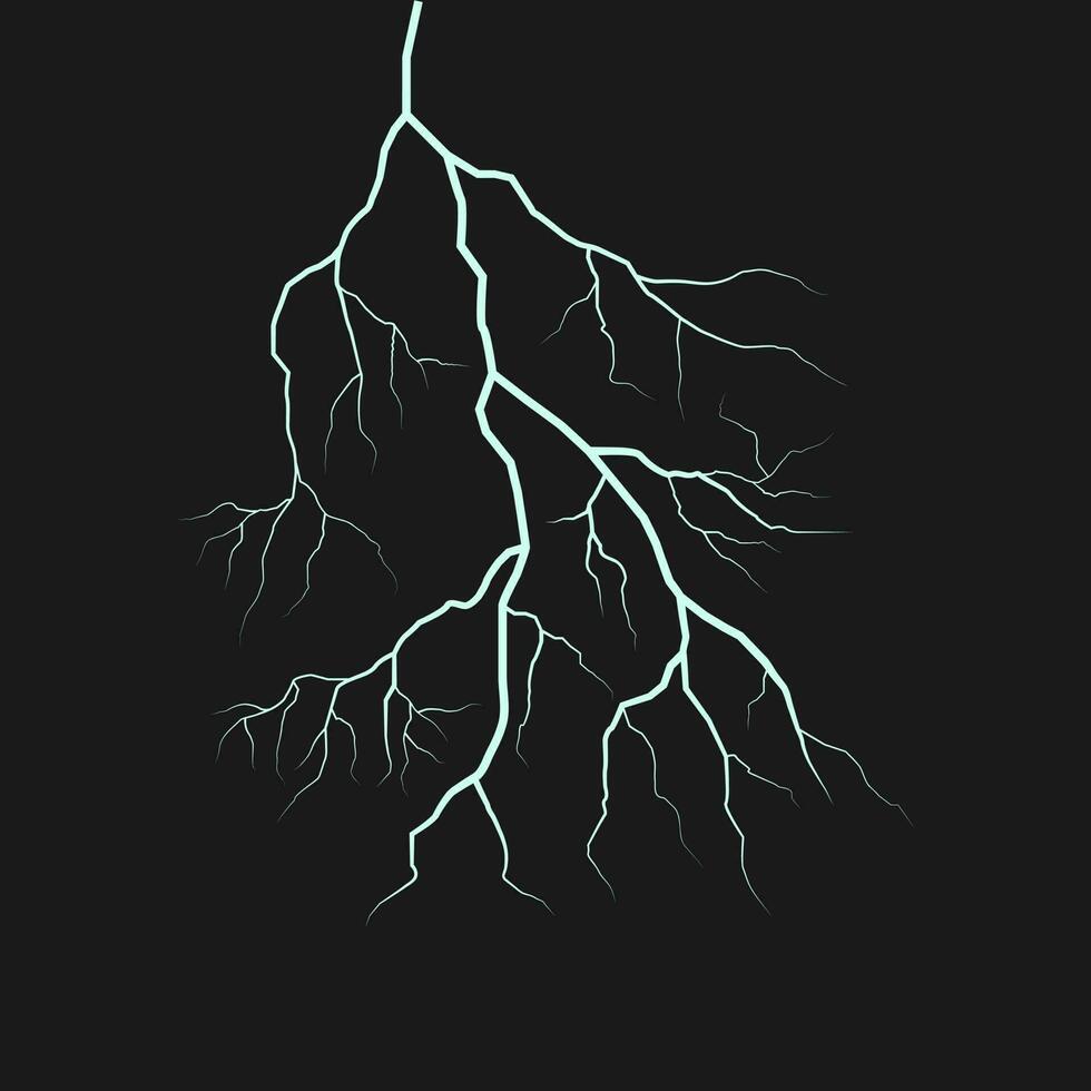 Set of realistic thunderstorm, nature power energy and lightning effect vector