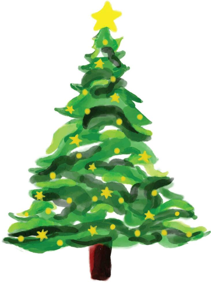 Navidad árbol dibujado utilizando acuarela cepillos vector