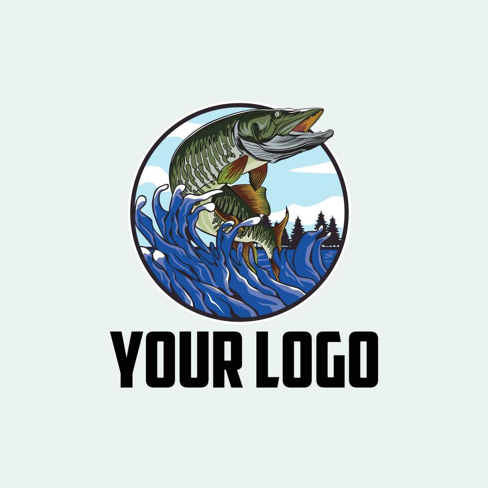 vector logo illustration musky fish