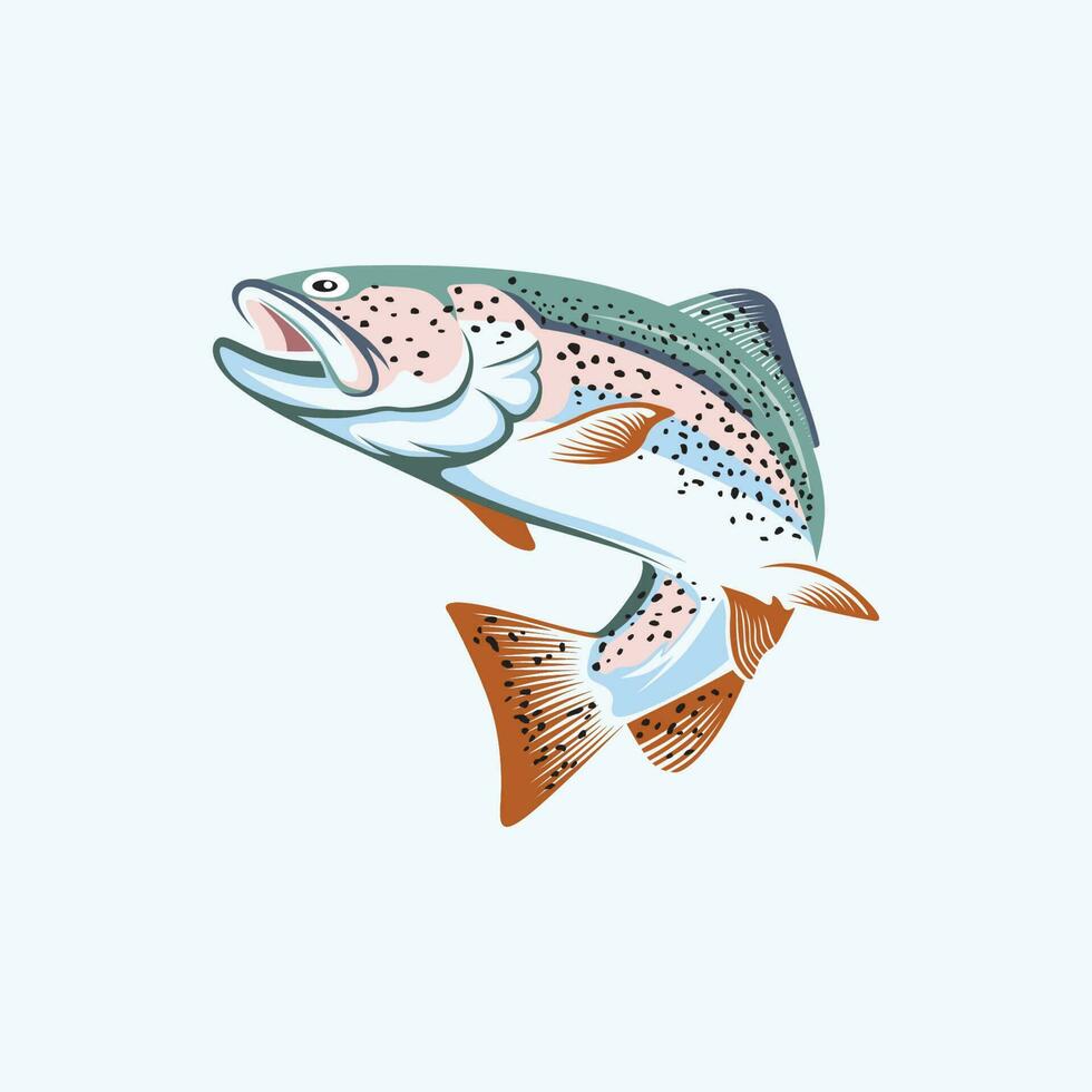 vector logo saltando arco iris trucha pescado