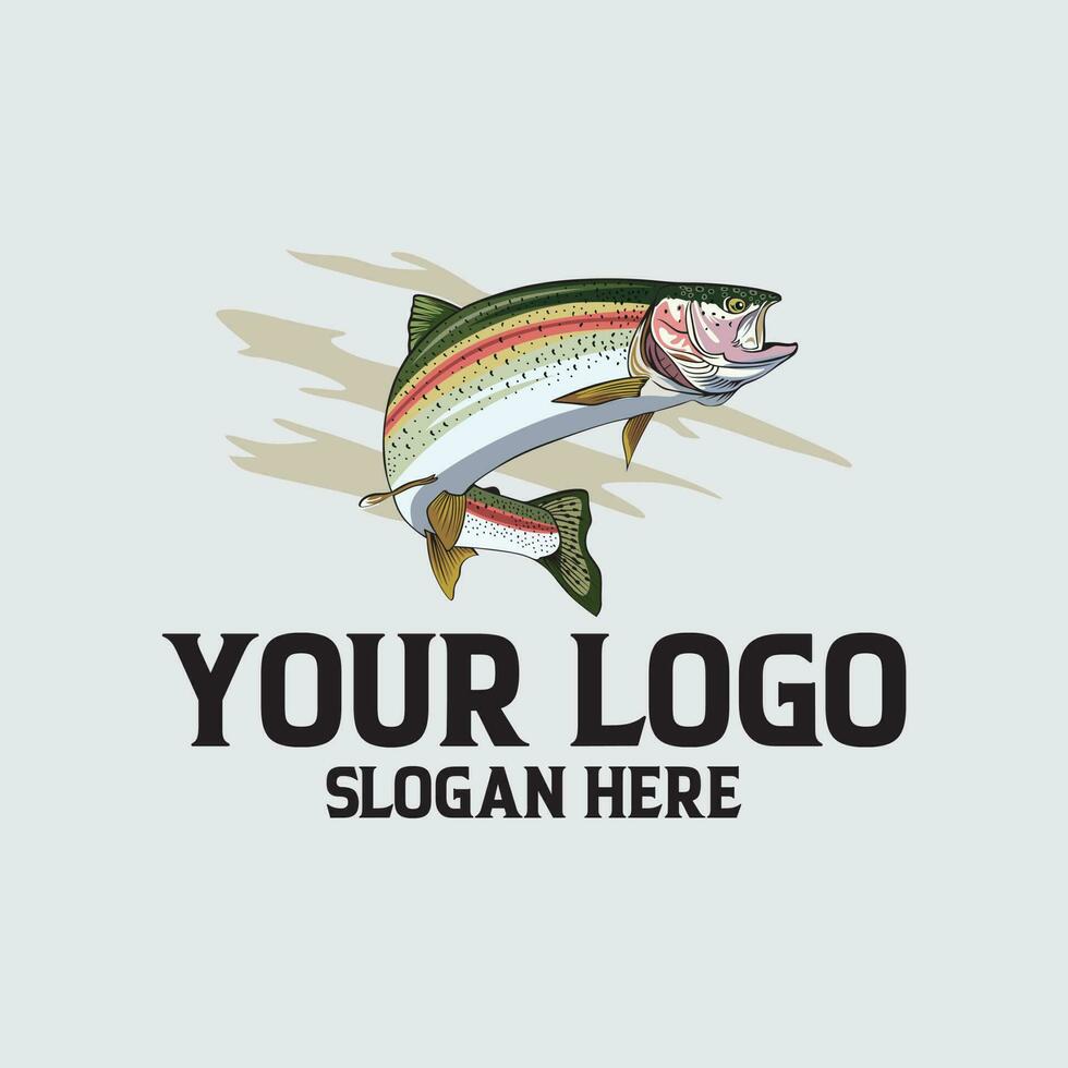 vector logo illustration jumping rainbow trout