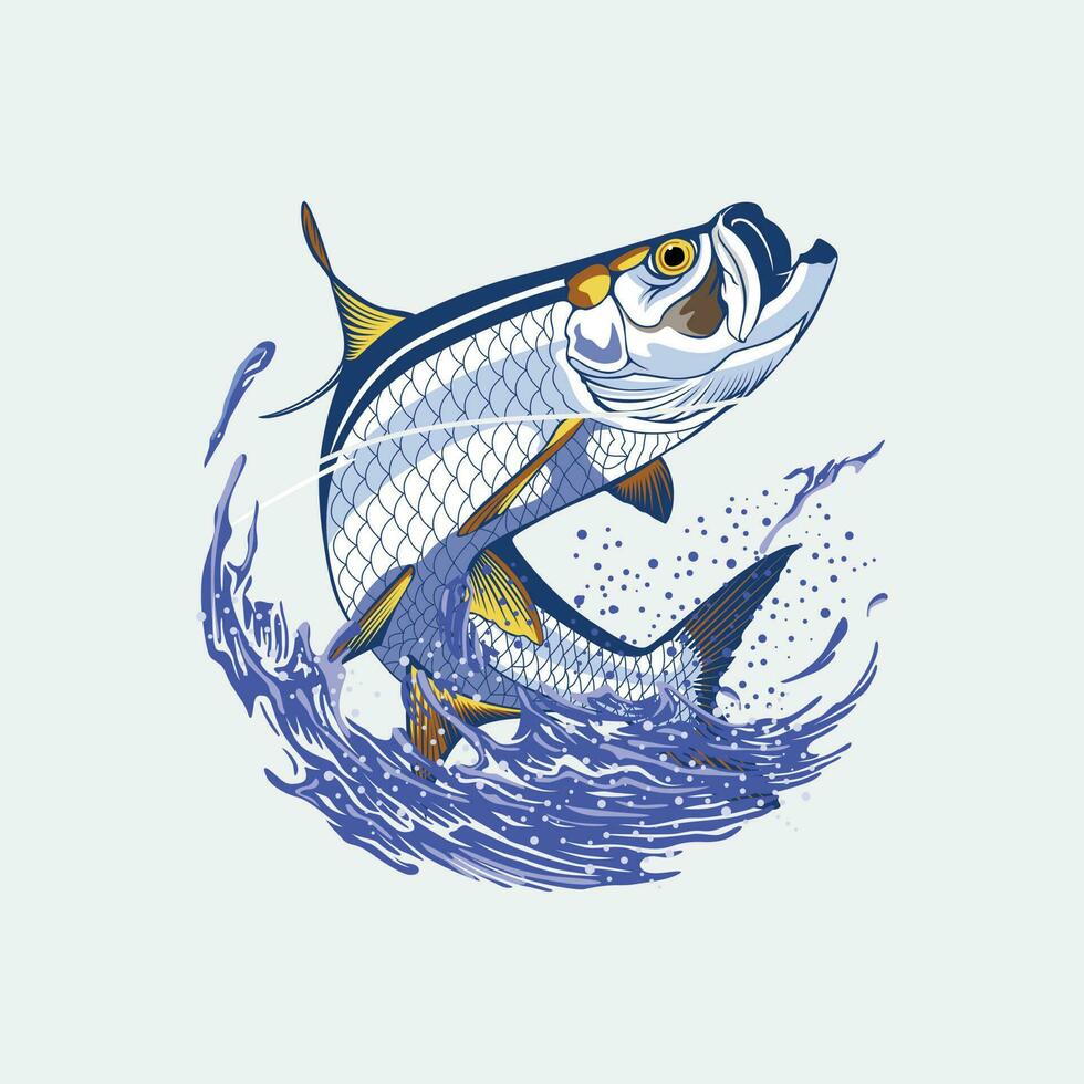 vector logo saltando sábalo pescado