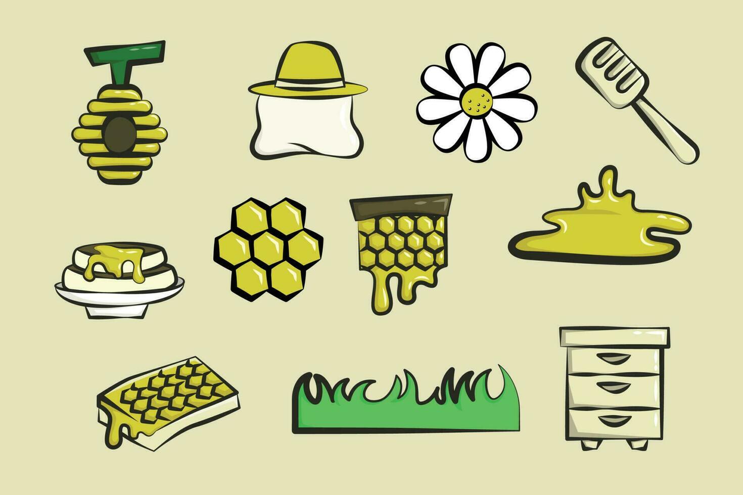 Honey and Bee Illustration Asset vector