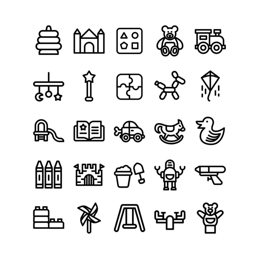 Outline Kid Toy Icon Set vector