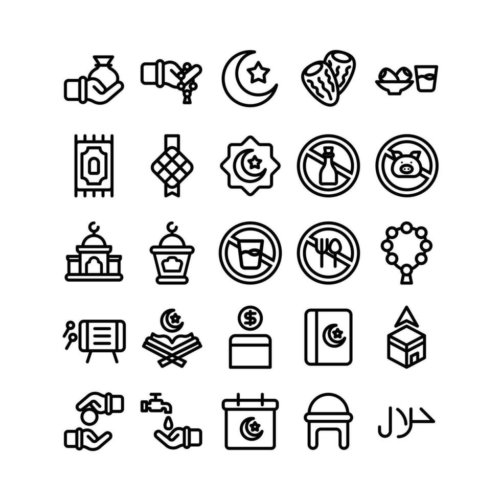 Outline Ramadhan Icon Set vector