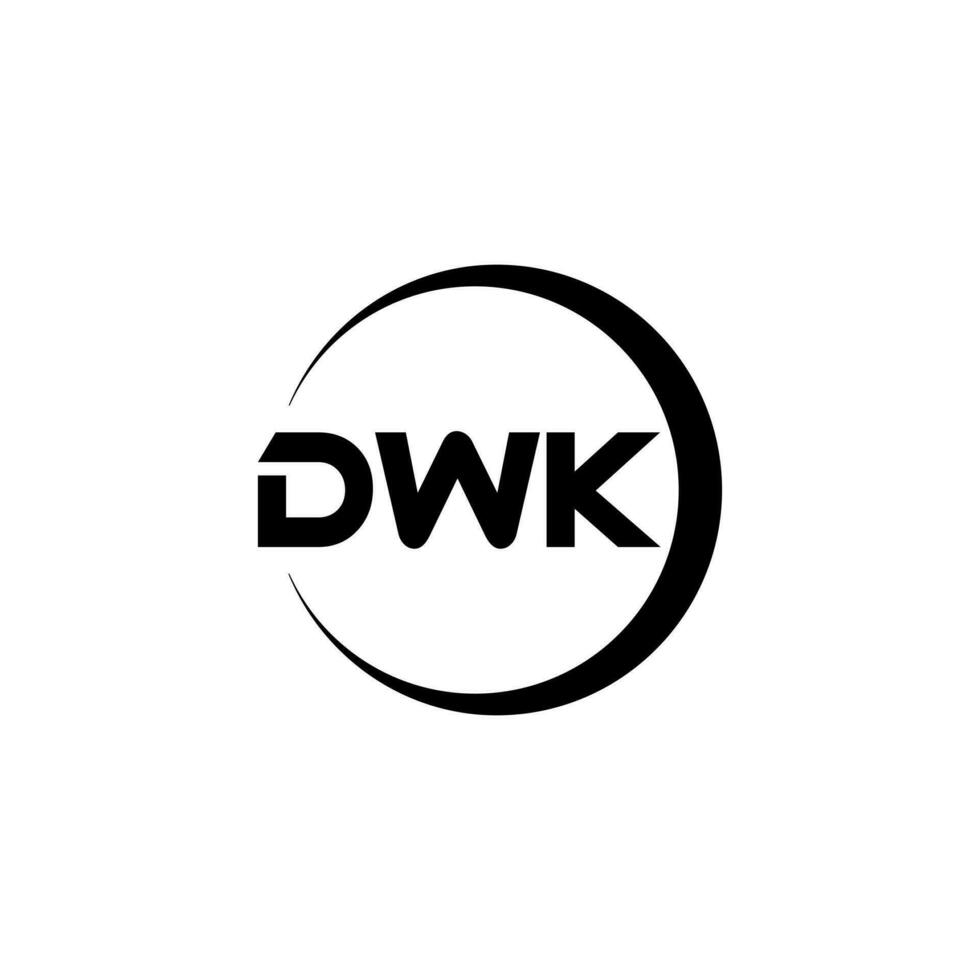 DWK letter logo design in illustration. Vector logo, calligraphy designs for logo, Poster, Invitation, etc.