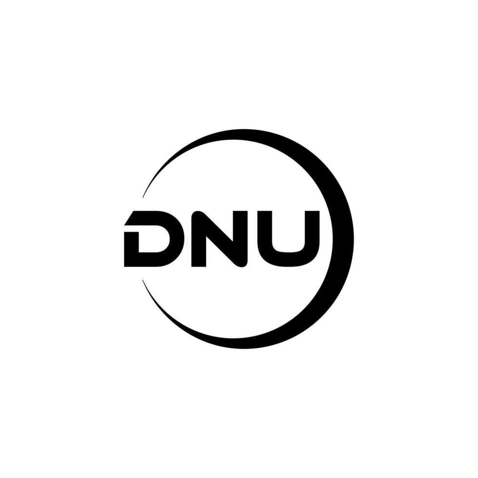 DNU letter logo design in illustration. Vector logo, calligraphy designs for logo, Poster, Invitation, etc.