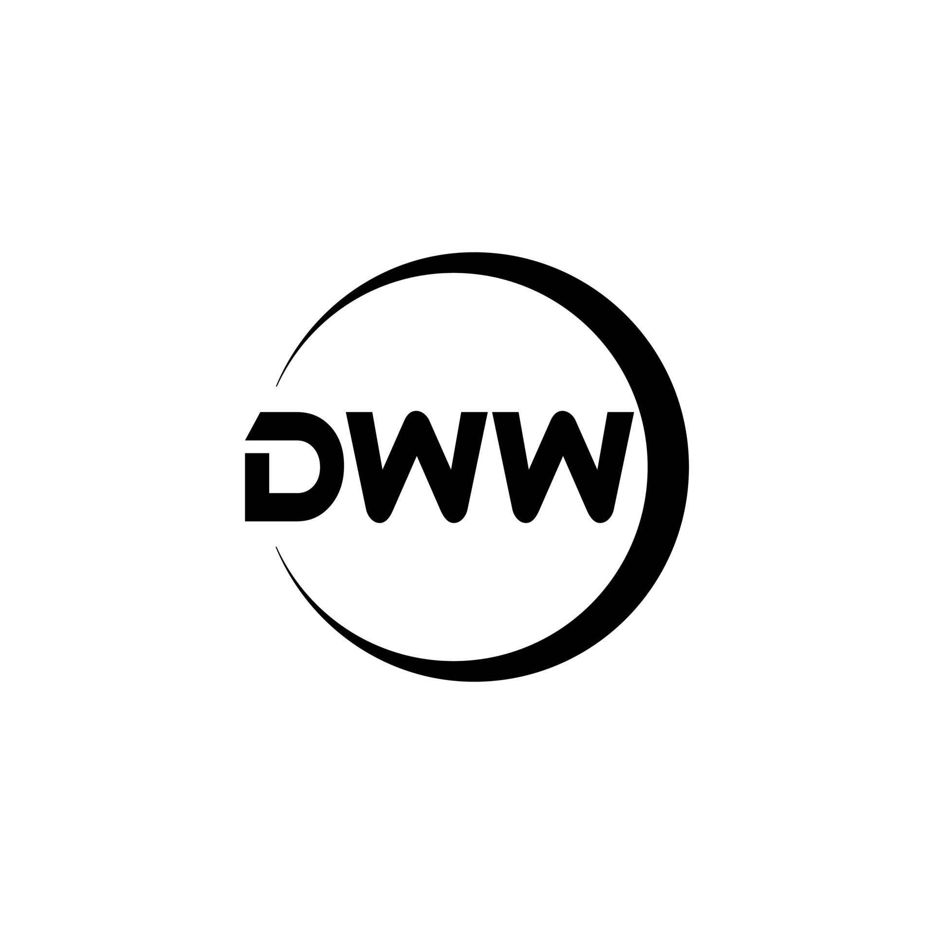 DWW letter logo design in illustration. Vector logo, calligraphy