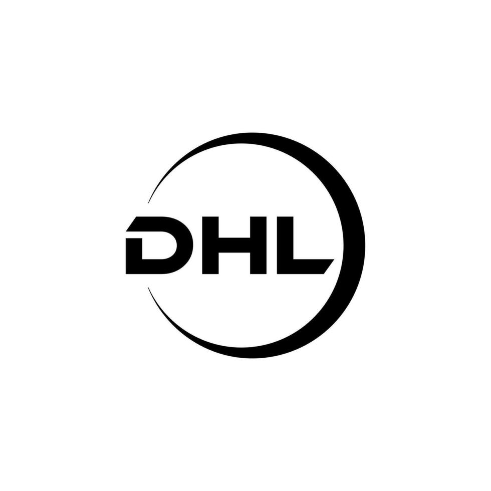 DHL letter logo design in illustration. Vector logo, calligraphy designs for logo, Poster, Invitation, etc.