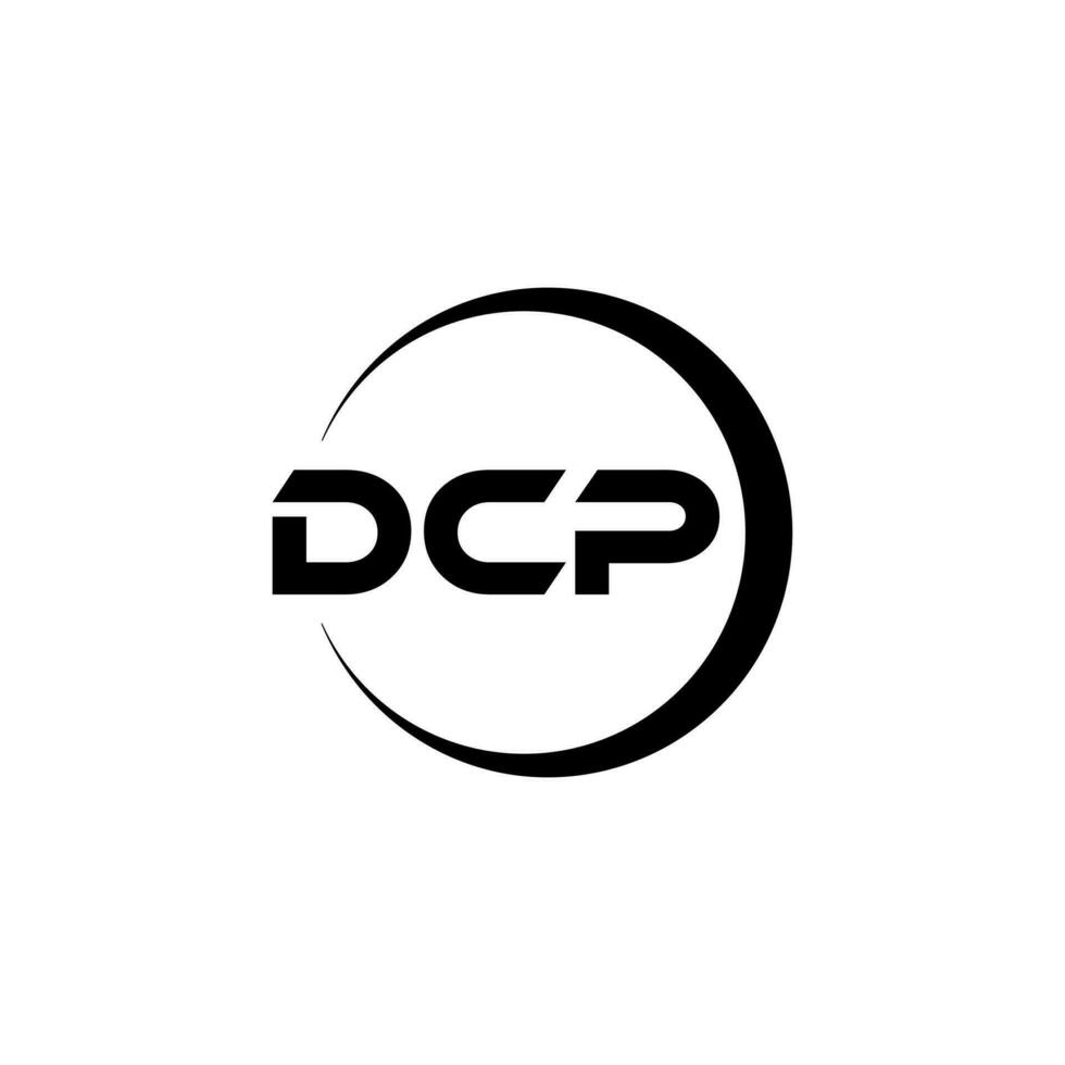 DCP letter logo design in illustration. Vector logo, calligraphy designs for logo, Poster, Invitation, etc.