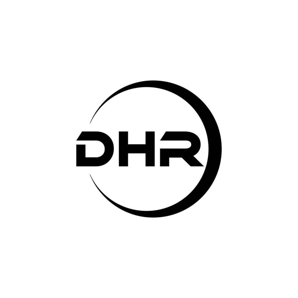 DHR letter logo design in illustration. Vector logo, calligraphy designs for logo, Poster, Invitation, etc.