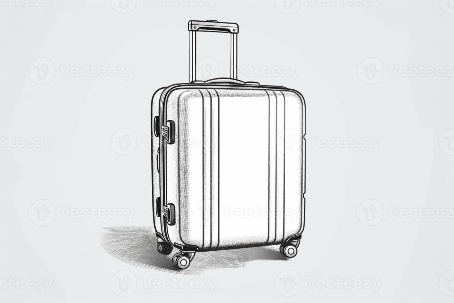 Pencil line of travel suitcase luggage travel bag isolated on white background. Travel and vacation concept in triples. photo