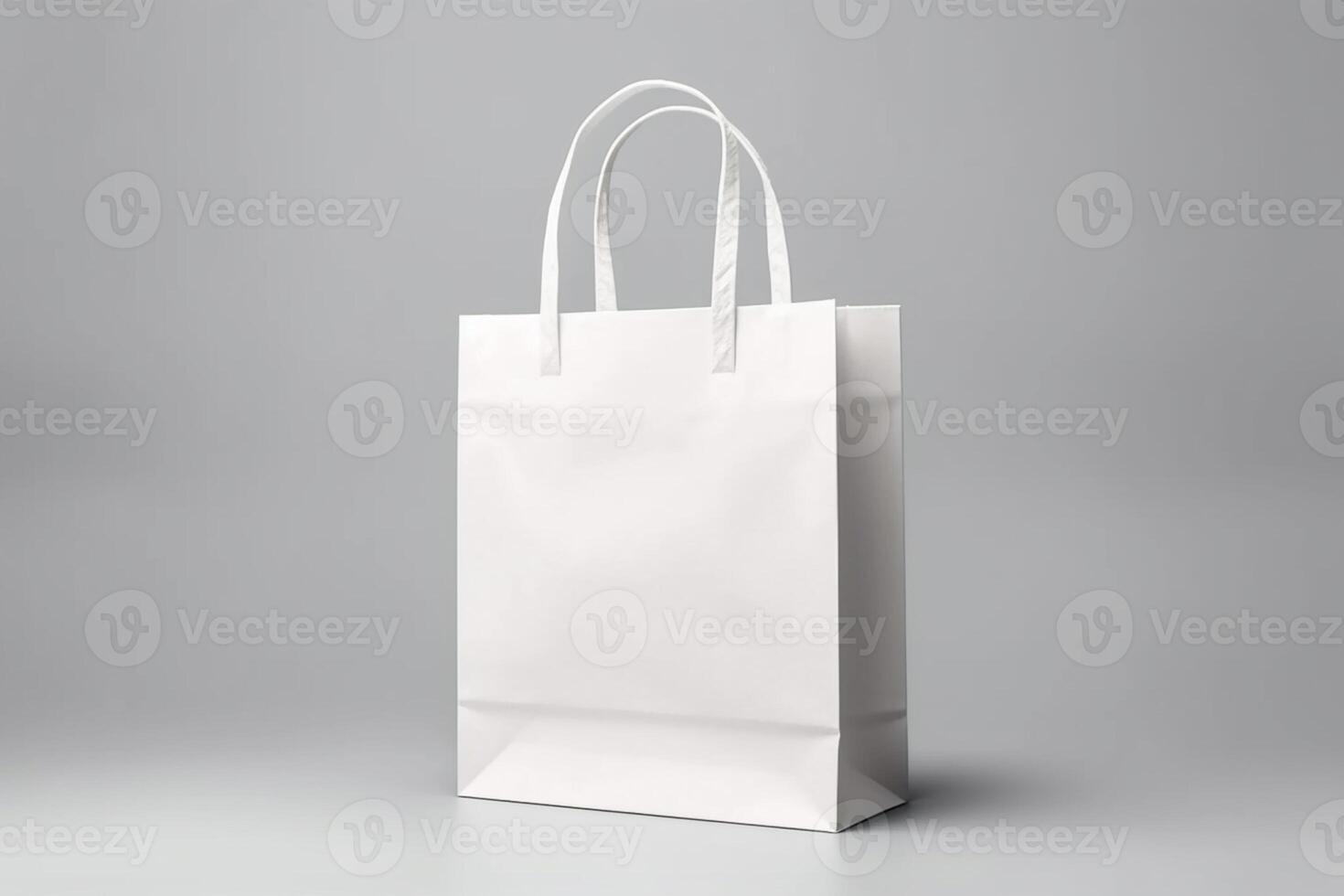 blanco cartulina compras bolso aislado en blanco antecedentes. ai generativo foto