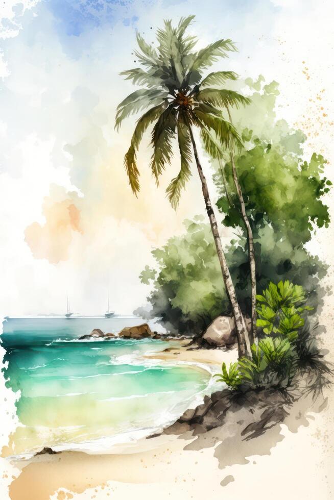 Watercolor Tropical Beach photo