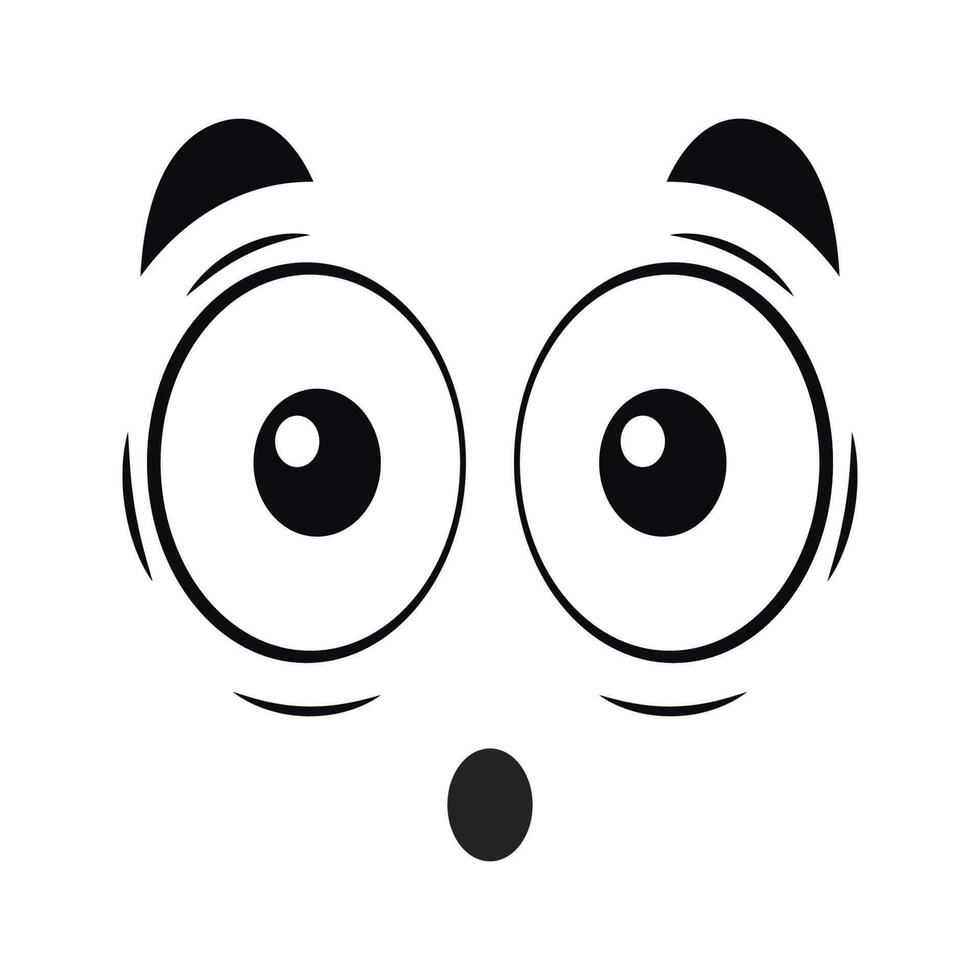 Cartoon surprised face. Surprised expression vector illustration.