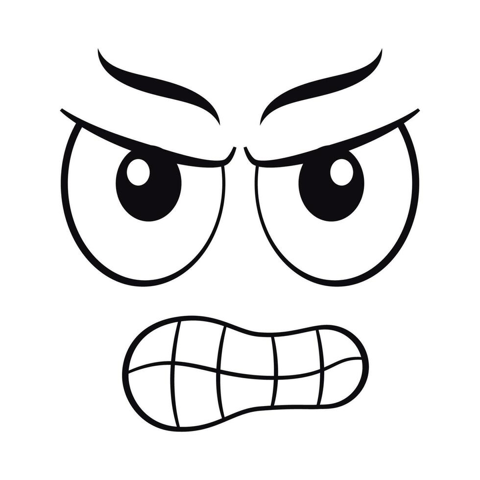 Cartoon angry face. Angry expression  vector illustration.
