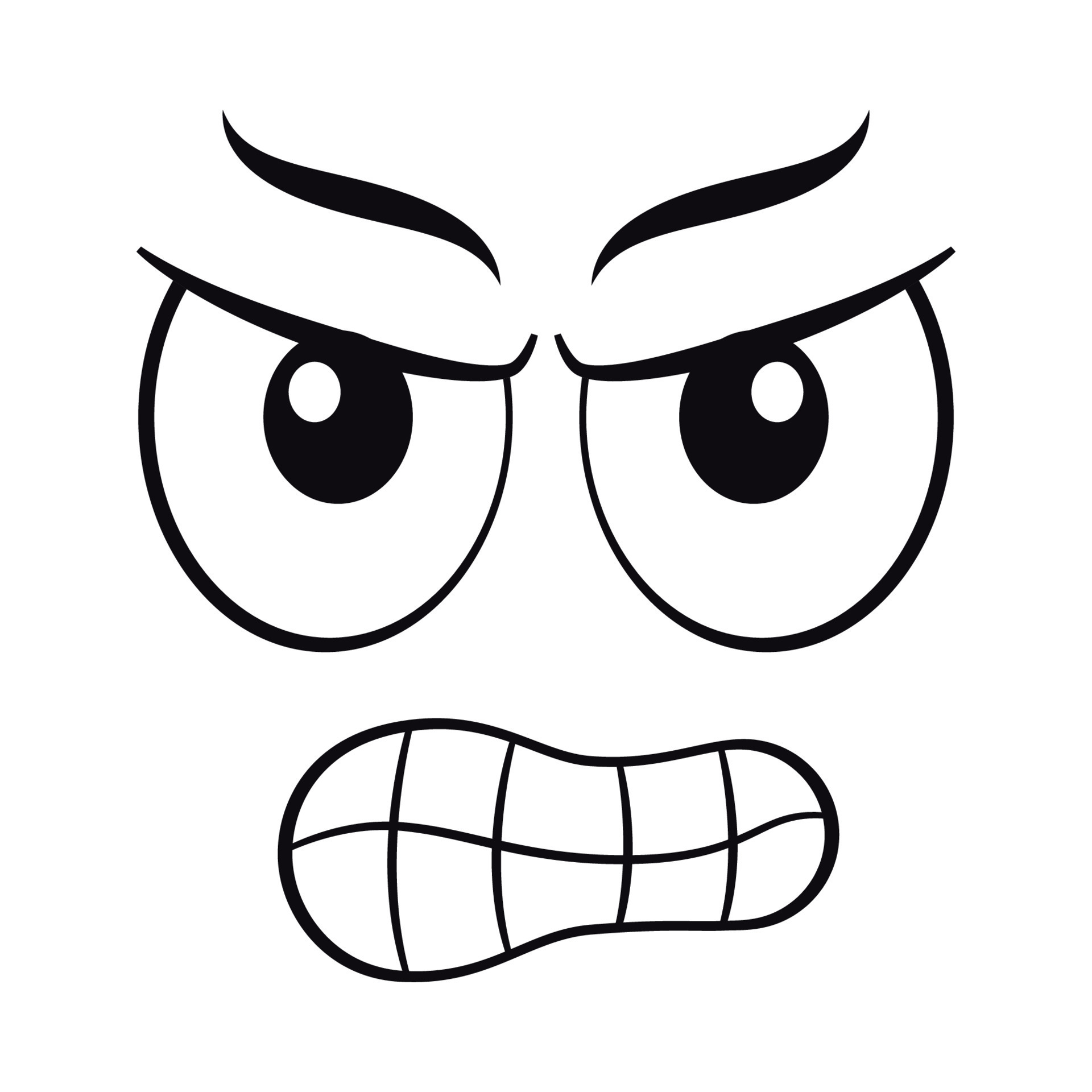 mad face clipart black and white