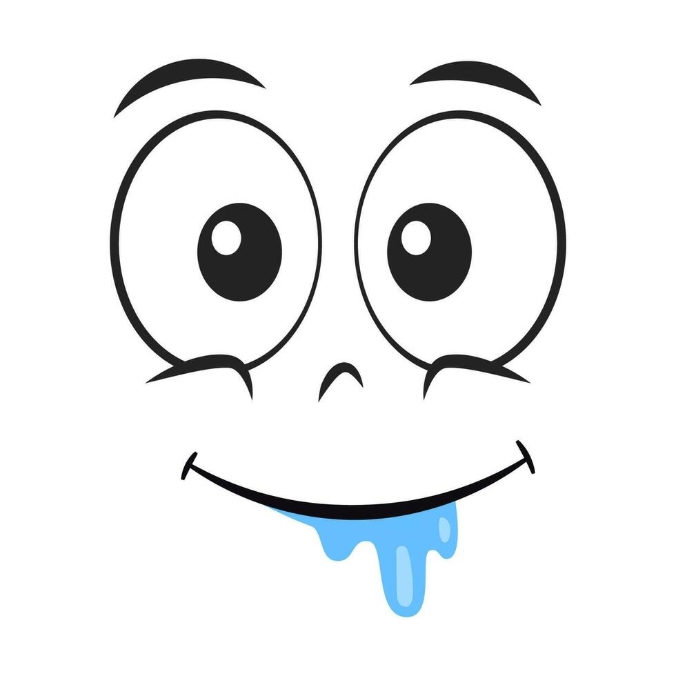 Cartoon drooling face. Usually shows desire for something. Vector illustration