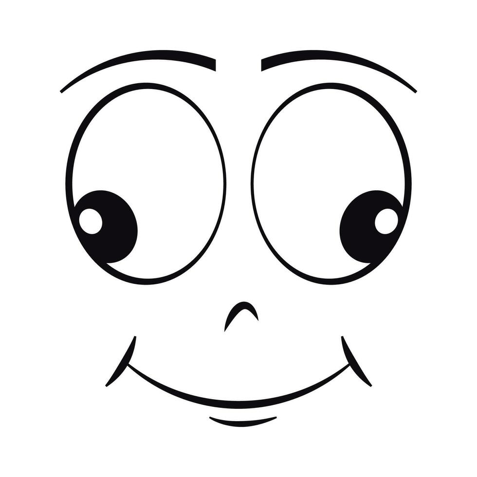 Cartoon silly smiling face expression vector illustration