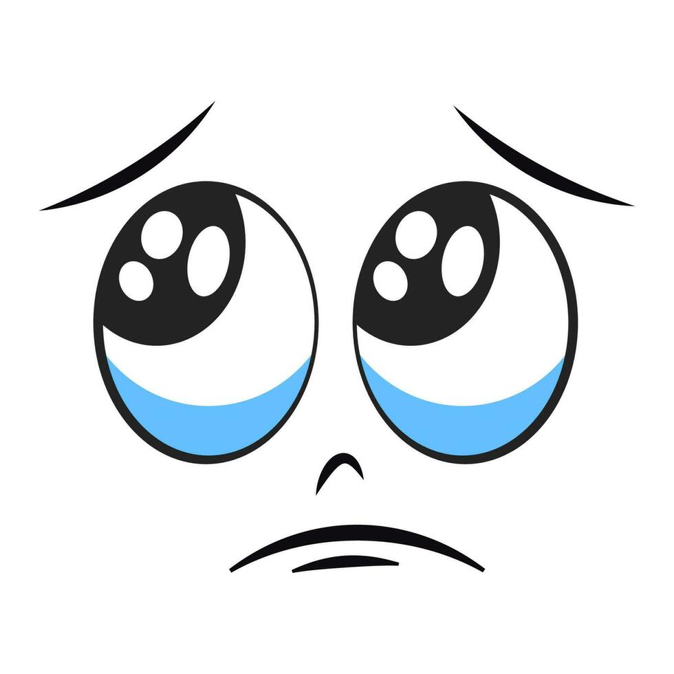 Cartoon sad, crying face. Crying expression vector illustration ...