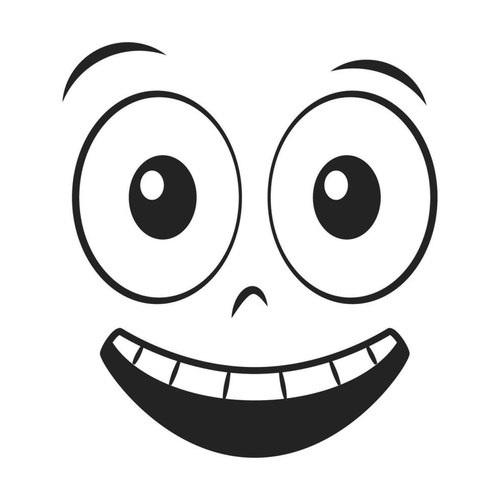 Cartoon smiling face. Laughing expression vector illustration.