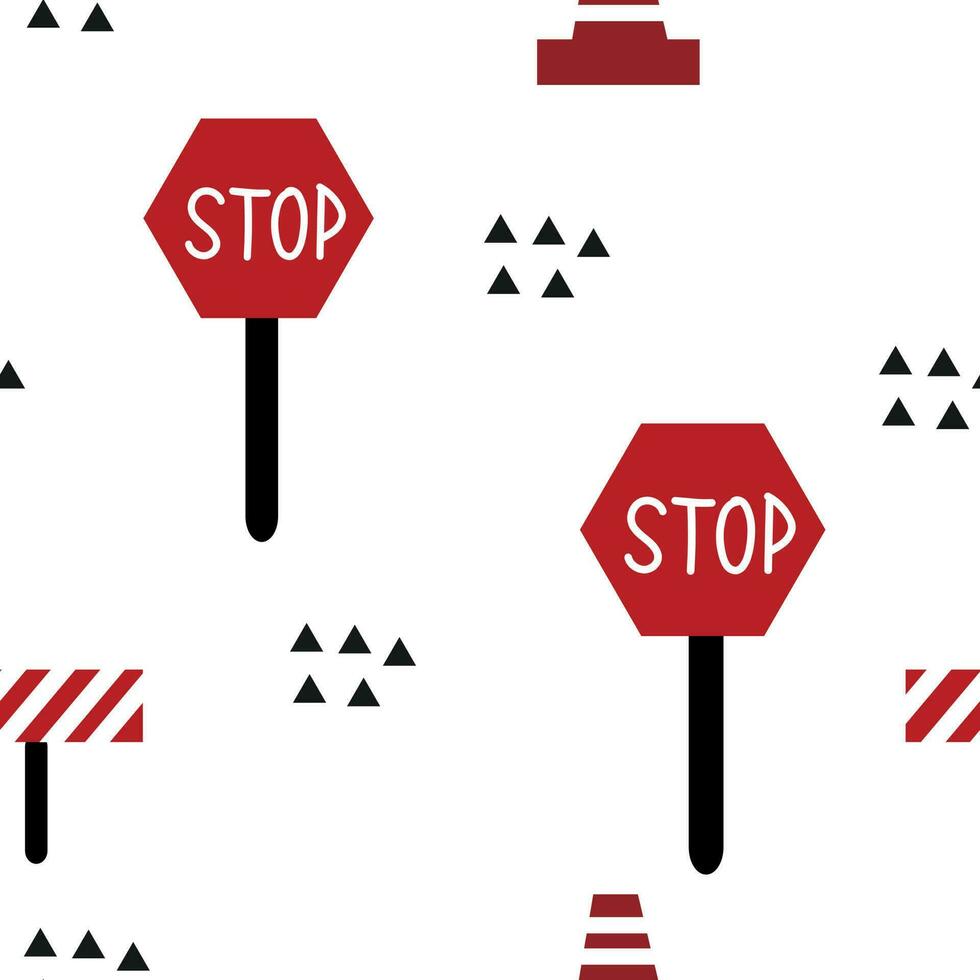 Stop Sign seamless pattern on white background vector