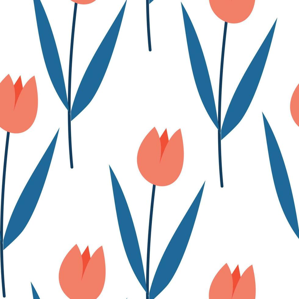 Beautiful tulips seamaless pattern, perfect for wrapping, fabric gift card and etc vector