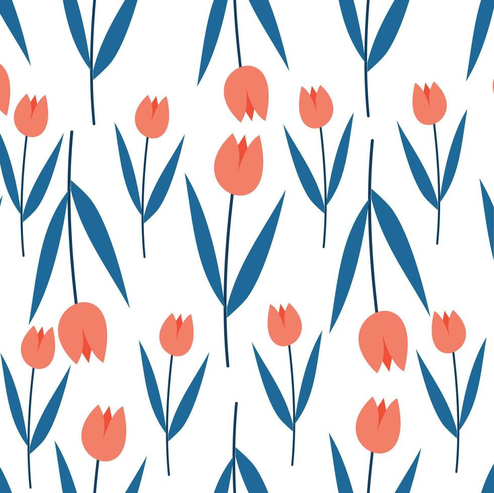 Beautiful tulips seamaless pattern, perfect for wrapping, fabric gift card and etc vector