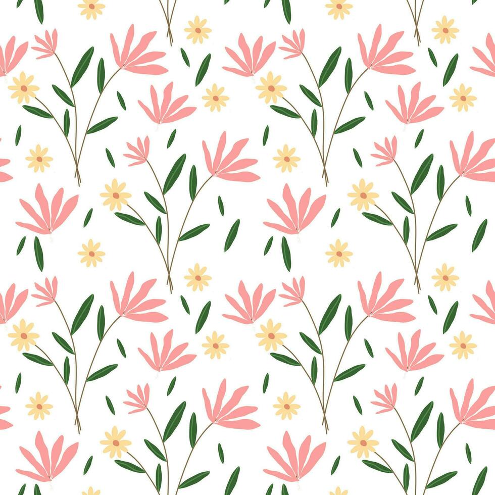 Floral semaless pattern on white background vector