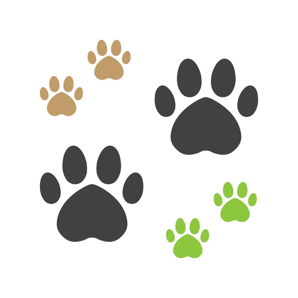 animal pata impresión icono conjunto aislado vector ilustración.