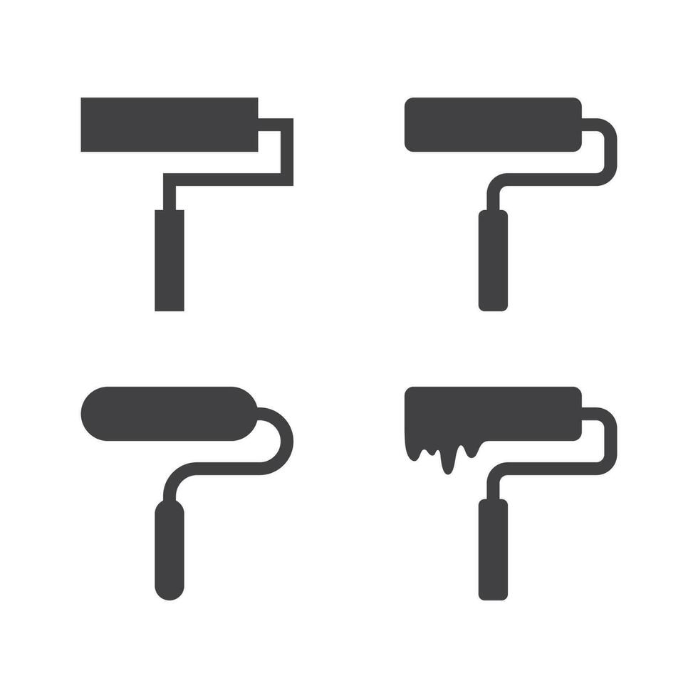 Paint roller icon set isolated vector illustration.