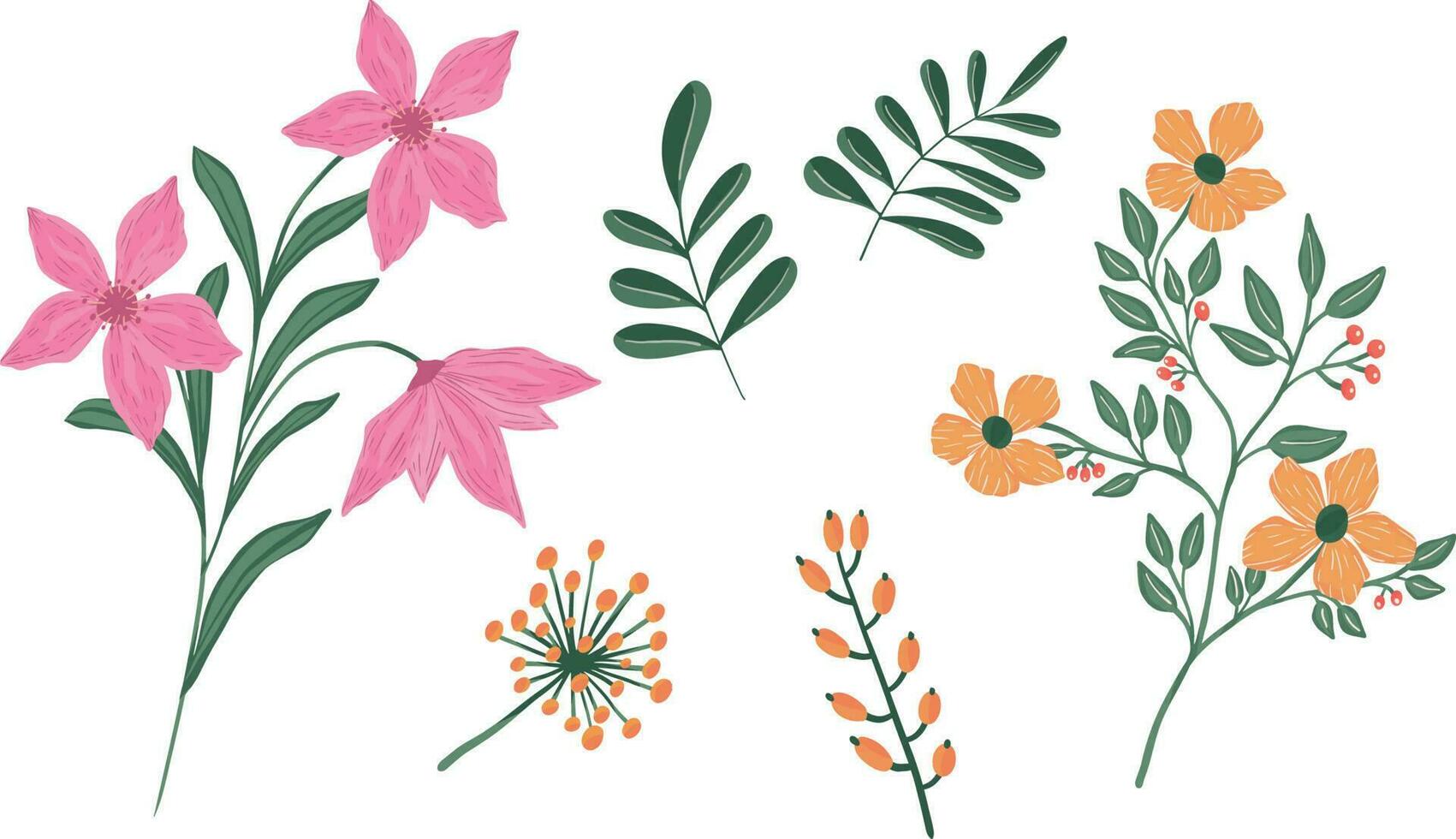 Hand drawn vector set flowers