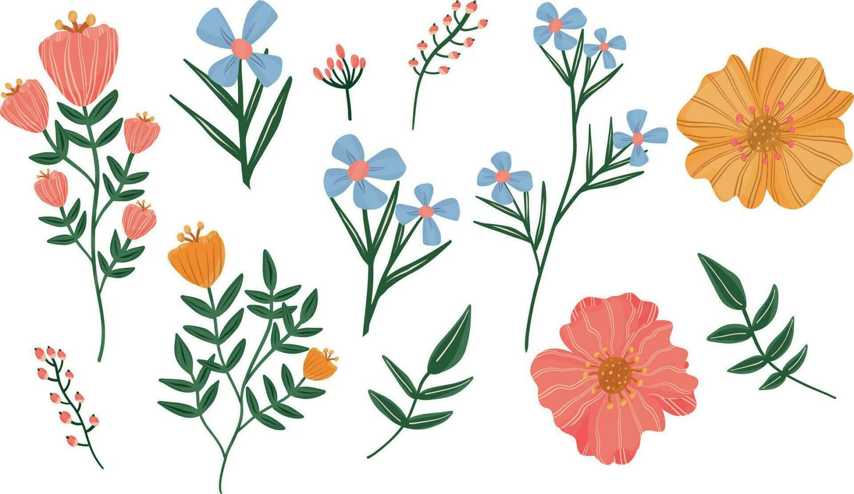 Hand drawn vector set flowers