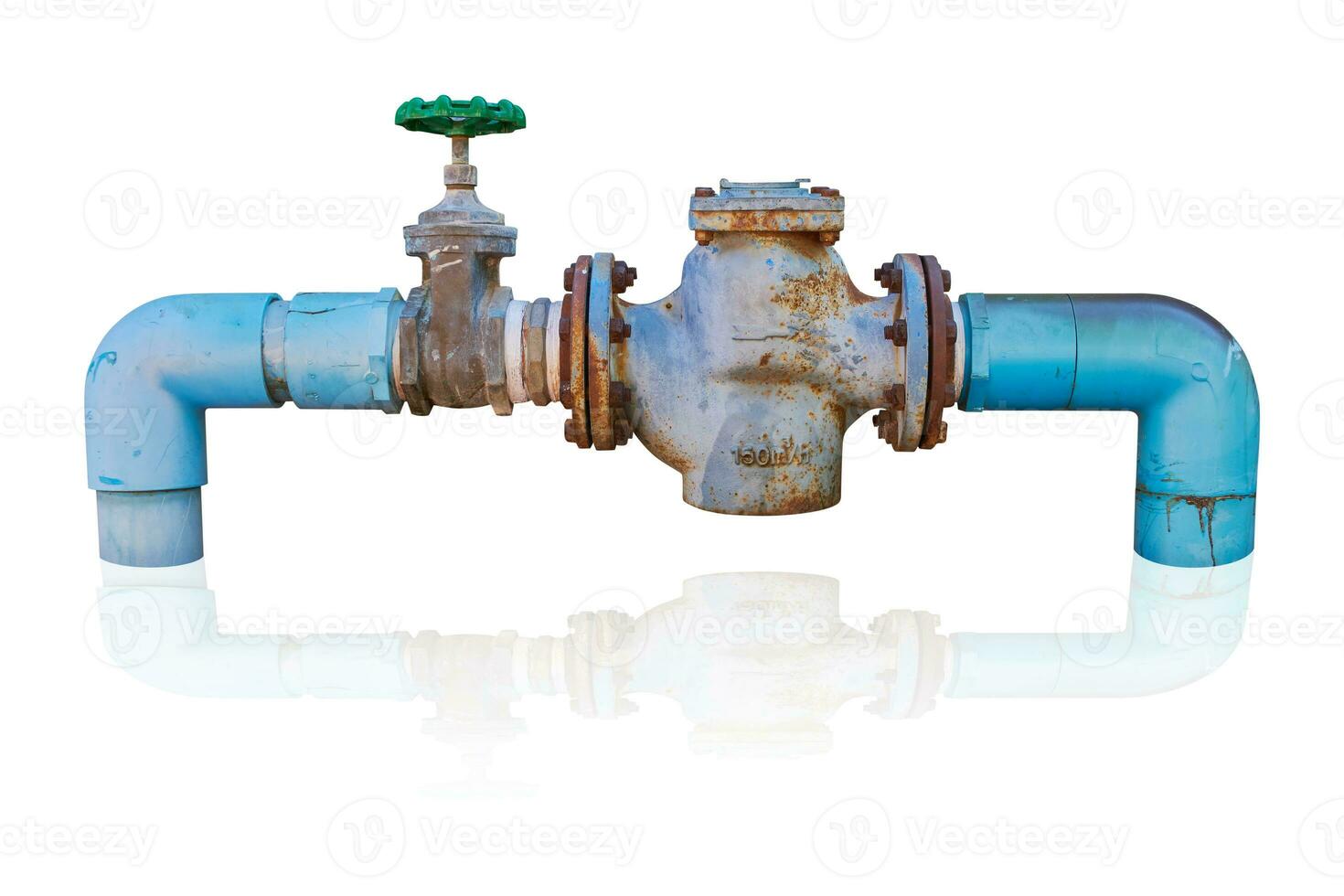 Water valve, water pipe isolated on white background, clipping path photo