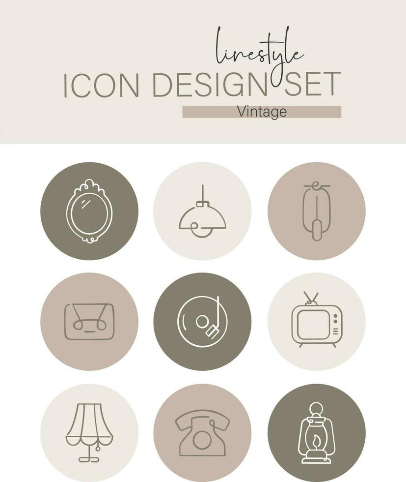 Linestyle Icon Design Set Vintage vector