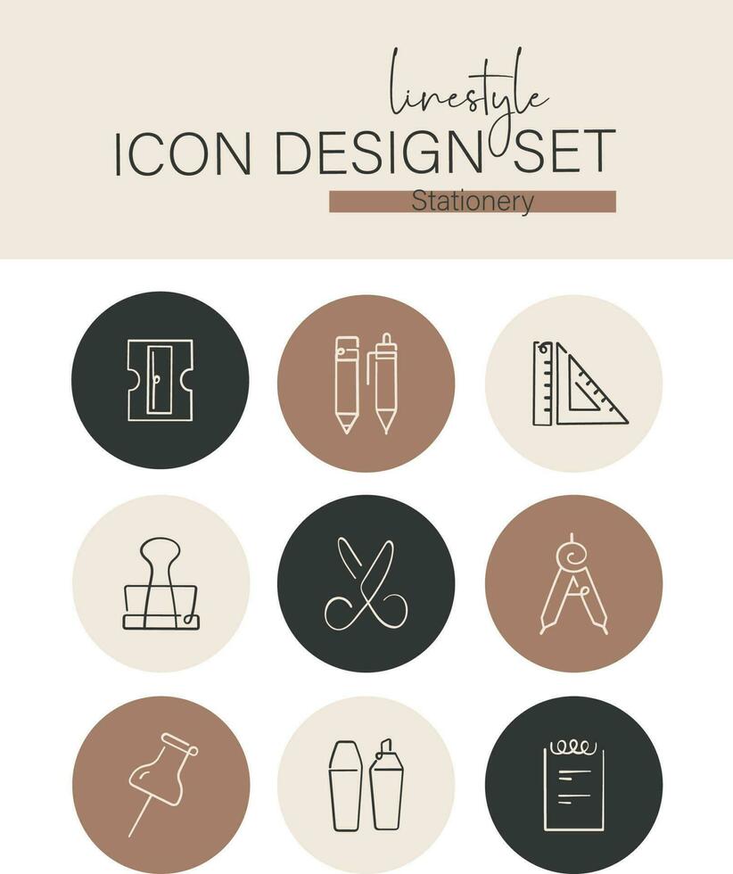 Linestyle Icon Design Set Stationery vector