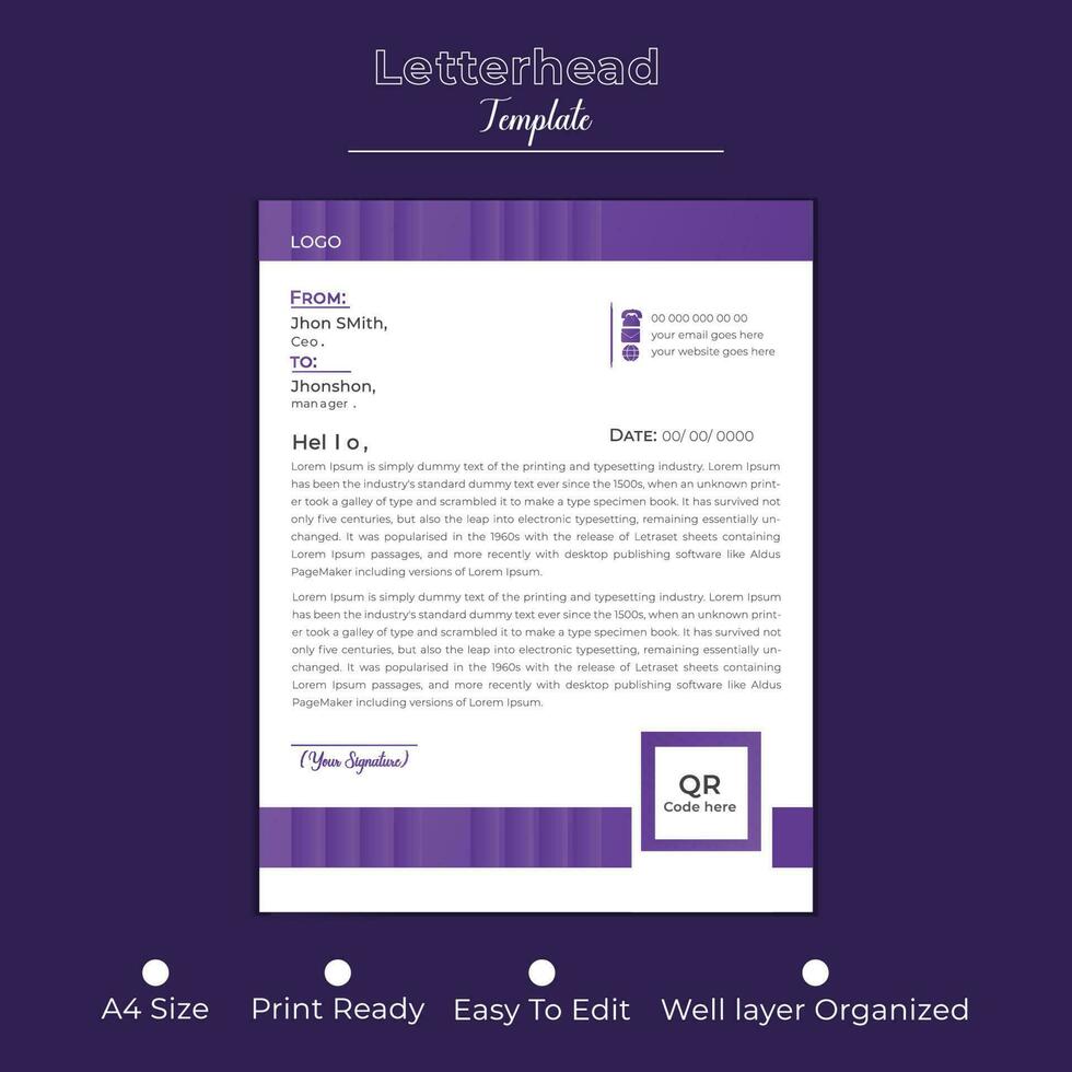 Modern Professional Letterhead Design Template vector