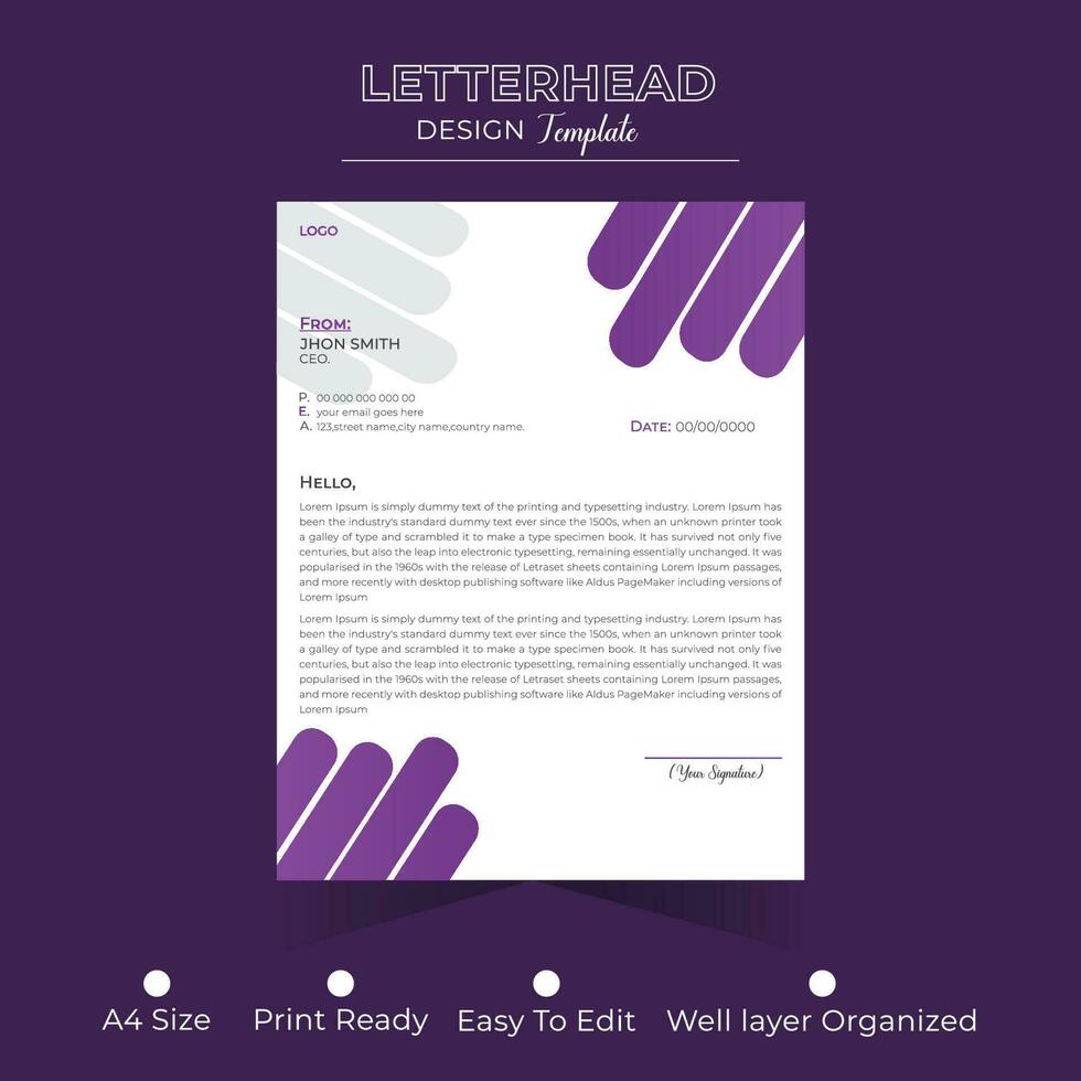 Modern Letterhead Design Template vector