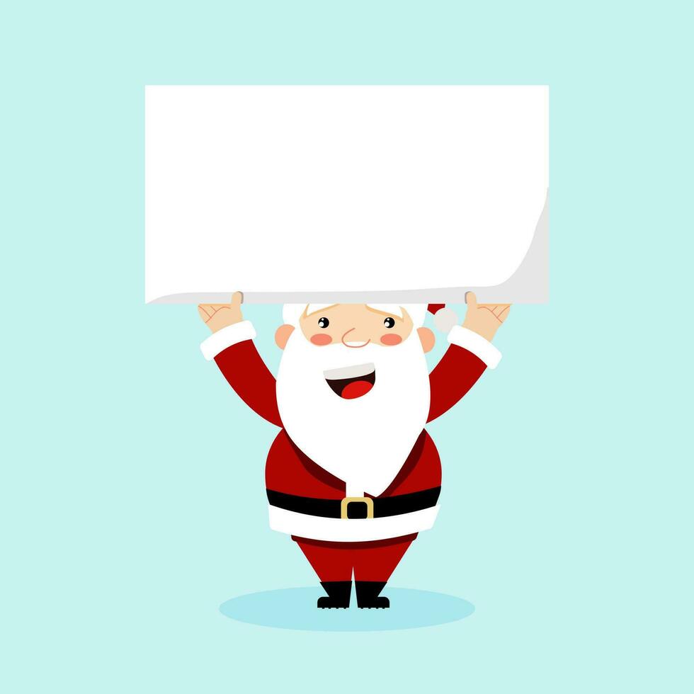 Santa Clause holding blank placard with blue background. vector