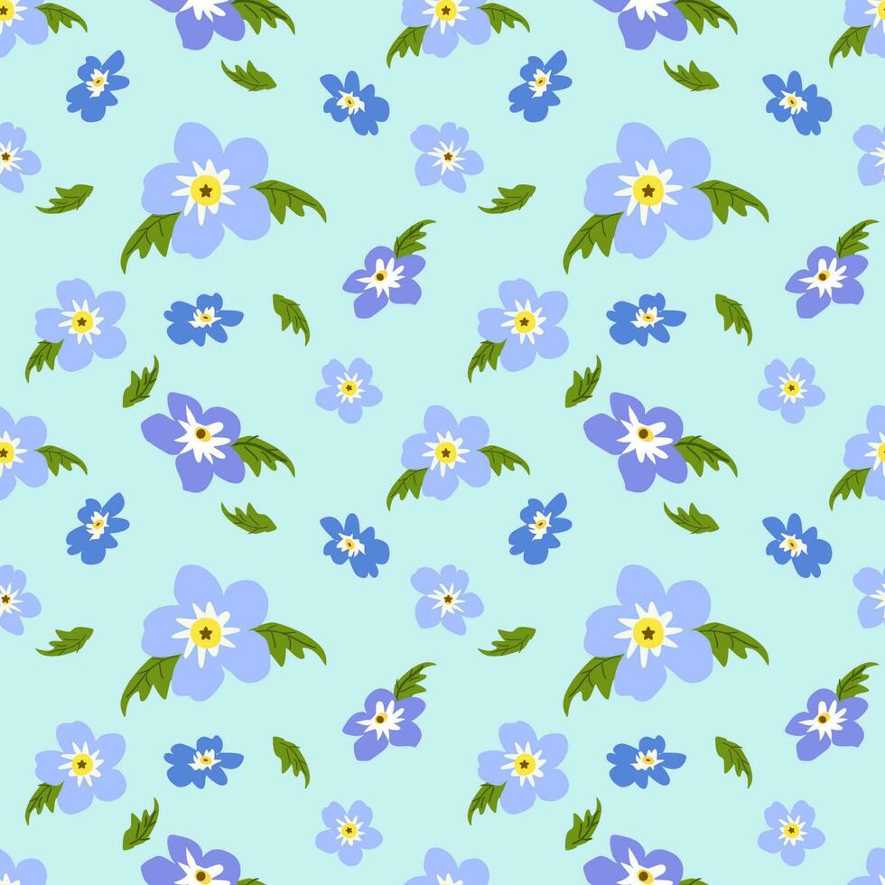 Hydrangeas floral seamless pattern on blue background. vector
