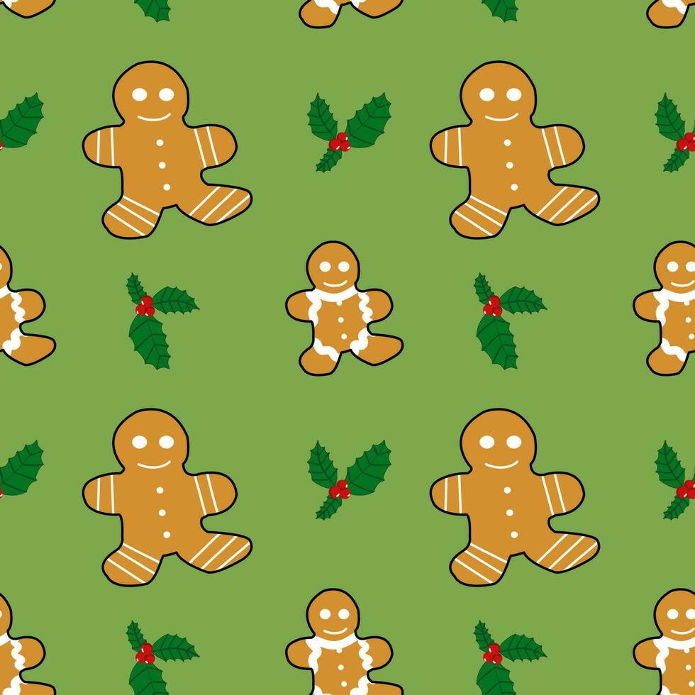 Christmas gingerbread cookies seamless pattern background. vector