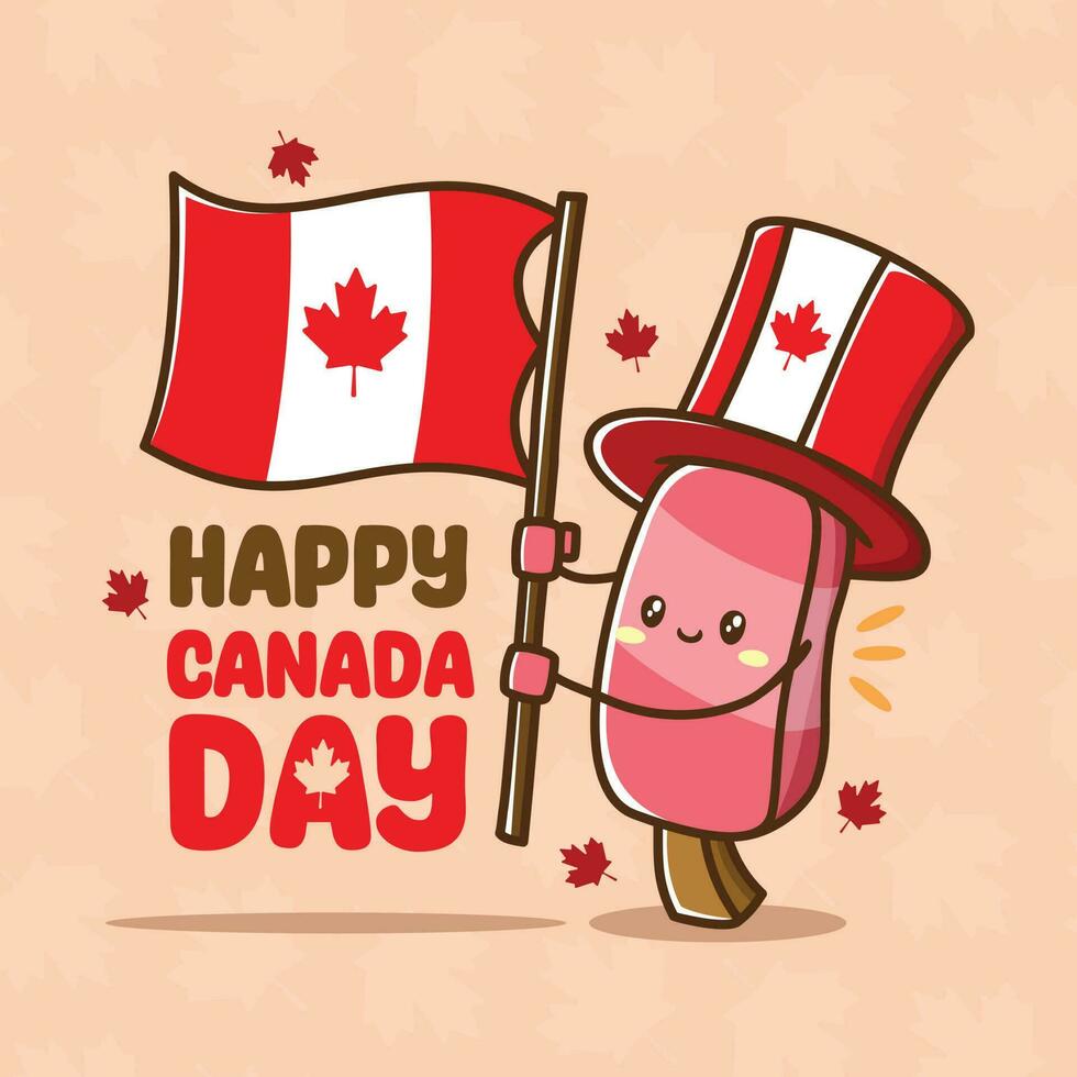 vector ilustración de hielo crema celebrando Canadá día