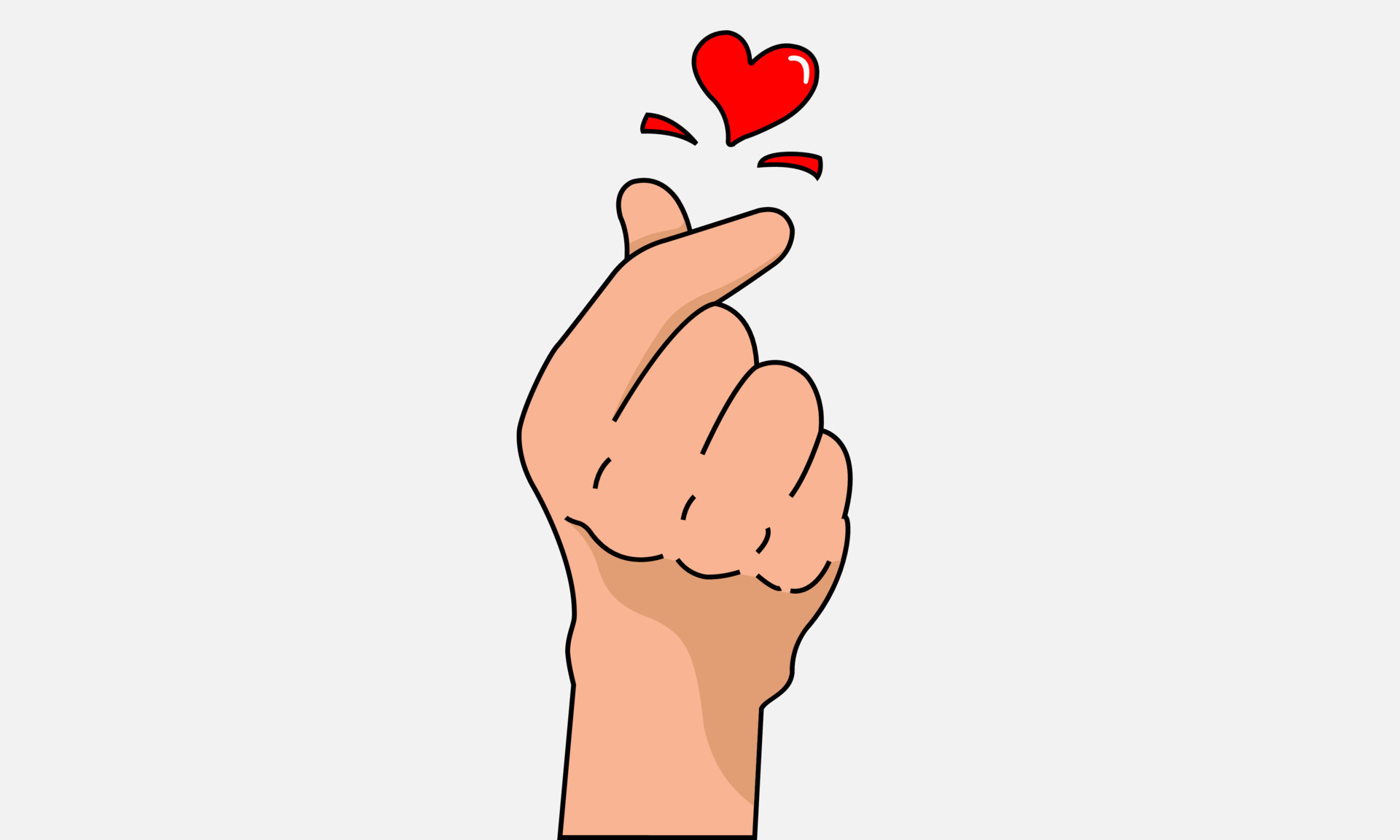 Symbol mini hard Korean style love. Vector illustration icon finger