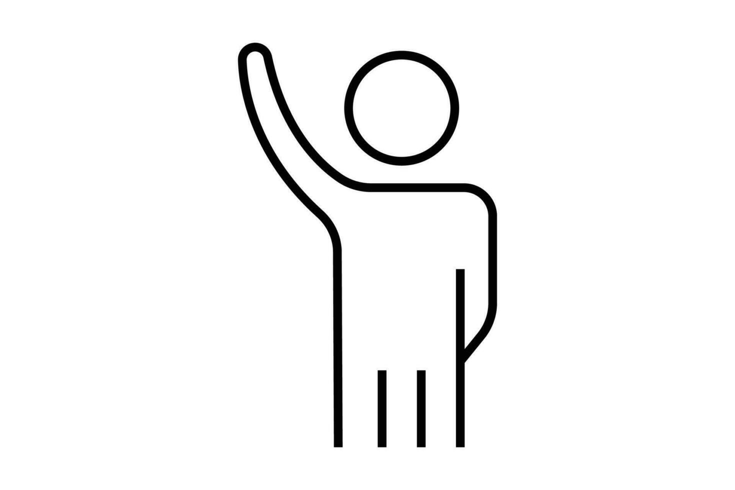 mano arriba icono. humano icono levantamiento mano. icono relacionado a respondiendo o participativo persona educativo o periodista. línea icono estilo diseño. sencillo vector diseño editable