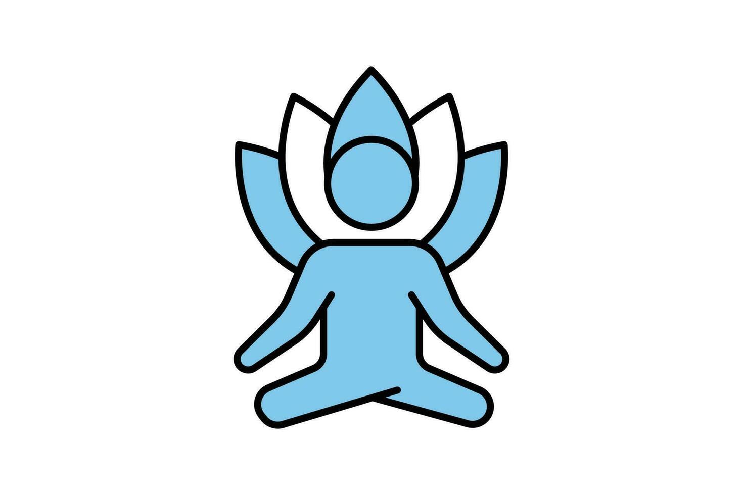 Yoga fitness icon. meditation people with lotus. icon related to healthy living. Two tone icon style design. Simple vector design editable