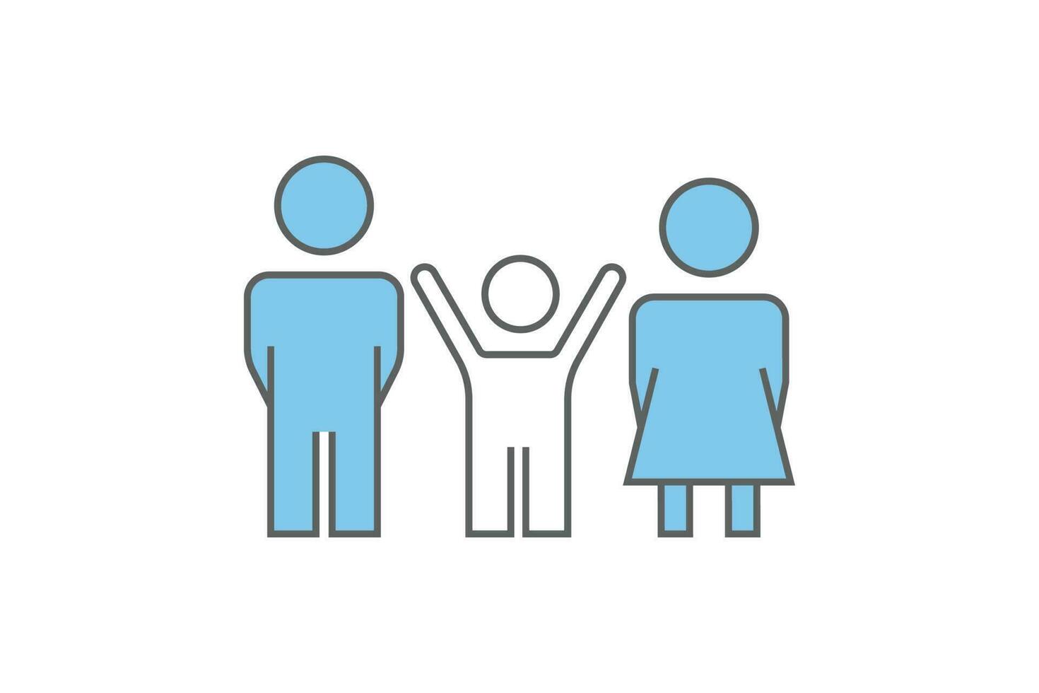 Family icon. father, mother, child. Two tone icon style design. Simple vector design editable