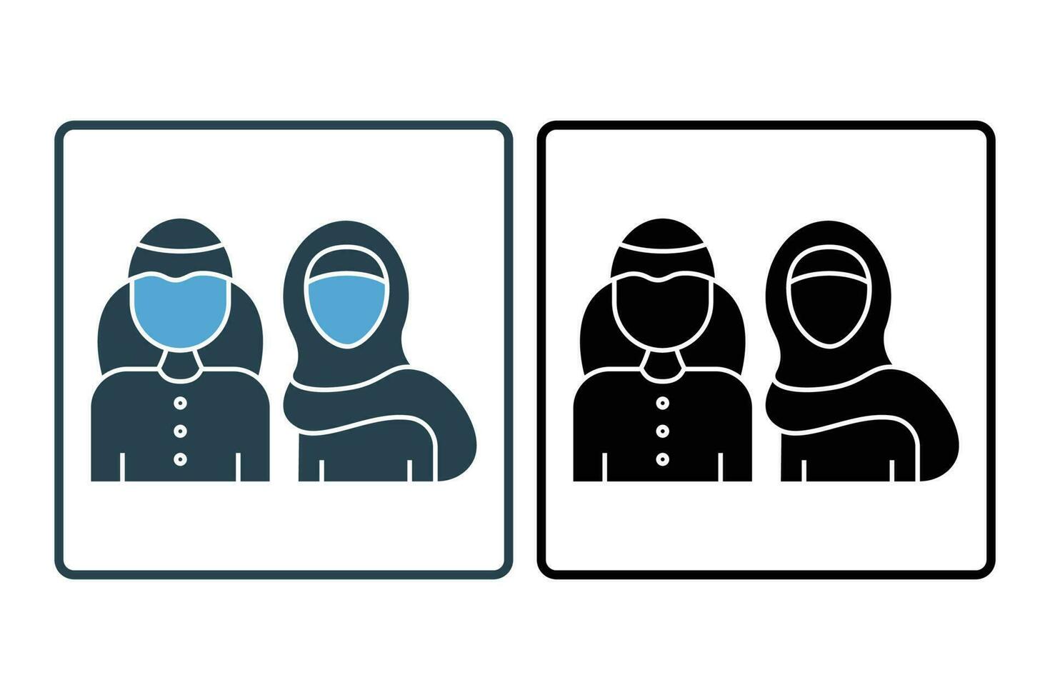 Saudi People icon.Man and Woman in traditional Muslim shemakh head scarf. Solid icon style design. Simple vector design editable