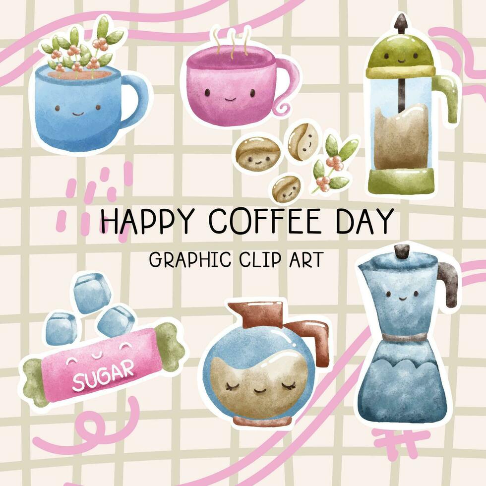 Digital painting Coffee minimal graphic element vector