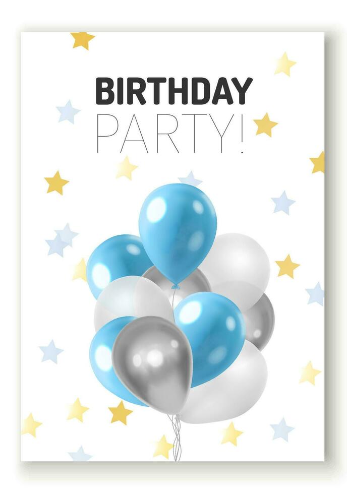 Realistic coloful balloons birthday party celebration flyer vector